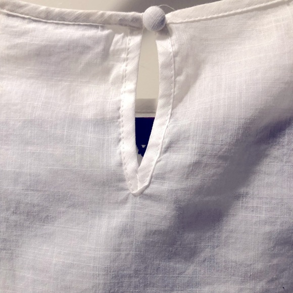 CHARTER CLUB- Navy Blue Embroidery on White Cotton Blouse. Size L - Picture 10 of 10